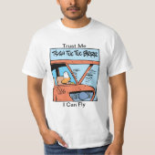 おもしろいで飛んでいるなユーモアの漫画のワイシャツ Tシャツ (正面)