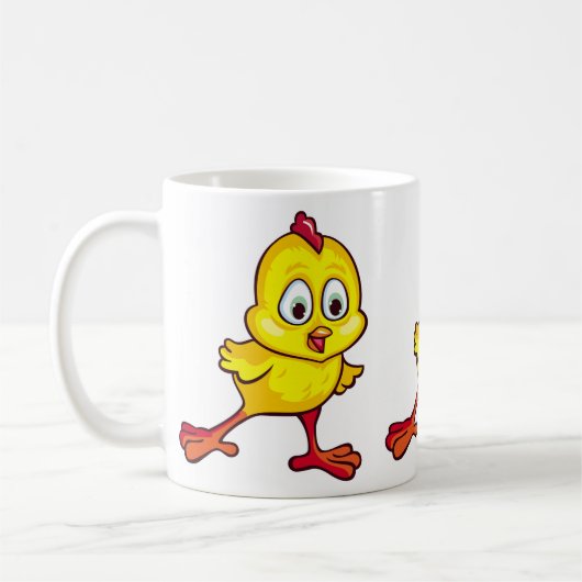 おもしろいで黄色いひよこ コーヒーマグカップ (左)