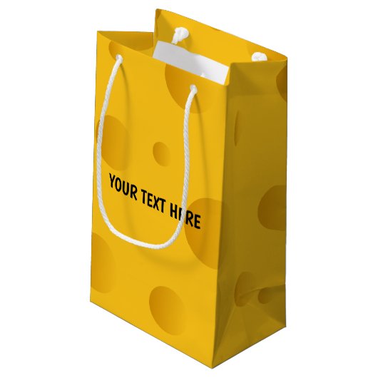 おもしろいで黄色いスイスチーズのカスタムなプリント スモールペーパーバッグ (裏面アングル)