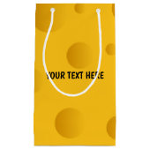 おもしろいで黄色いスイスチーズのカスタムなプリント スモールペーパーバッグ (正面)
