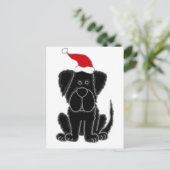 おもしろいで黒いニューファウンドランド犬のクリスマス シーズンポストカード (スタンド正面)