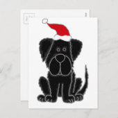 おもしろいで黒いニューファウンドランド犬のクリスマス シーズンポストカード (正面/裏面)