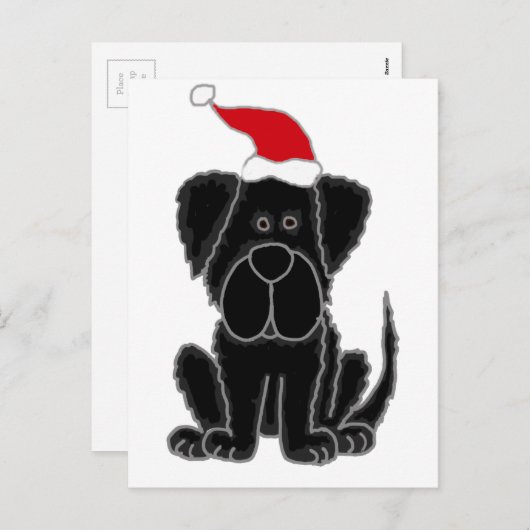 おもしろいで黒いニューファウンドランド犬のクリスマス シーズンポストカード (正面/裏面)