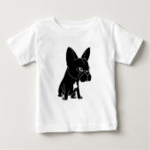 おもしろいで黒いフレンチ・ブルドッグの小犬 ベビーTシャツ (正面)