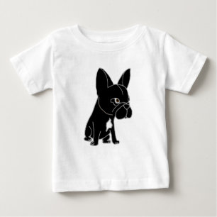 おもしろいで黒いフレンチ・ブルドッグの小犬 ベビーTシャツ