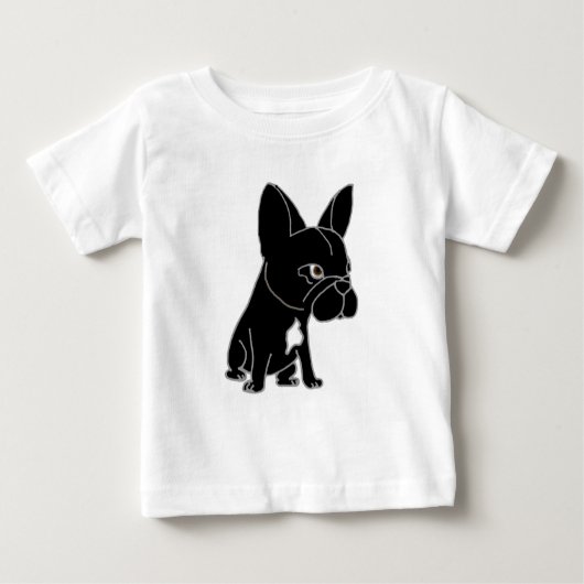 おもしろいで黒いフレンチ・ブルドッグの小犬 ベビーTシャツ (正面)