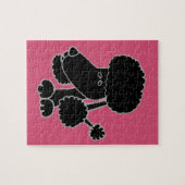 おもしろいで黒いプードルの小犬の漫画 ジグソーパズル (横)