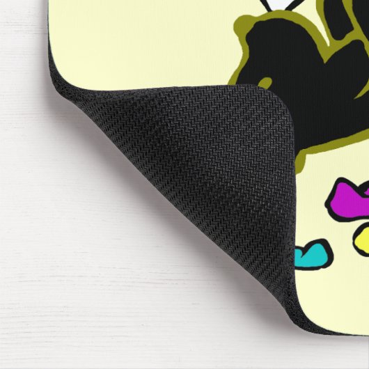 おもしろいで黒いラブラドールの漫画のイラストレーション マウスパッド (コーナー)