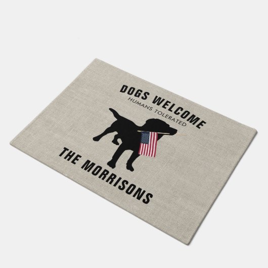 おもしろいで黒い実験室のイヌ科の名前のドアマット ドアマット (アングル)