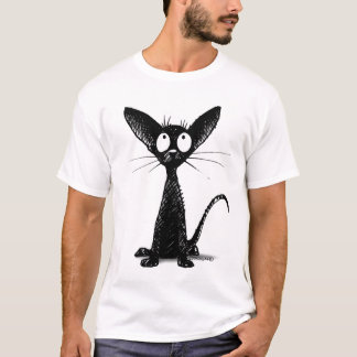 おもしろいで黒い東洋猫 Tシャツ
