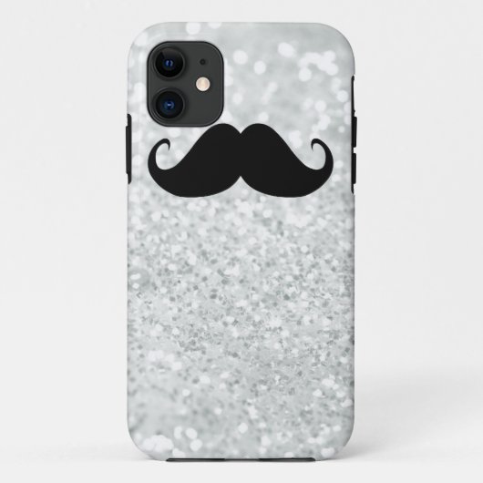 おもしろいで黒い髭およびきらきら光るな白の輝き Case-Mate iPhoneケース (裏面)