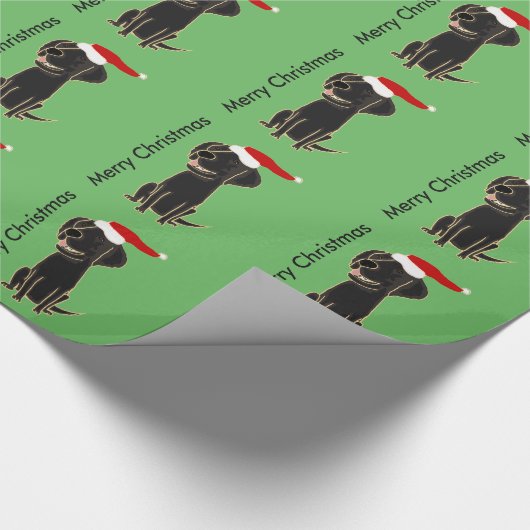 おもしろいで黒く平らな上塗を施してあるレトリーバーのクリスマスの芸術 ラッピングペーパー (角)
