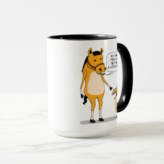 おもしろいで、かわいく大きい馬および小さい馬 マグカップ (正面右)
