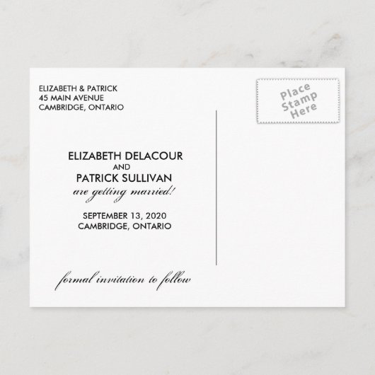 おもしろいとお洒落日付フォトカードのはがきを保存 案内ポストカード (裏面)