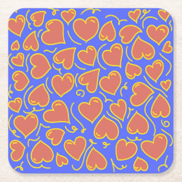 おもしろいとはっきりしたハートパターン スクエアペーパーコースター