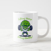 おもしろいとやる気を起こさせるフィットネスマグ – 強いブロッコリー ジャンボコーヒーマグカップ (右)