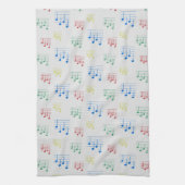 おもしろいとウクレレファンシーチューニングソングミュージックノート キッチンタオル (縦)