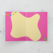 おもしろいとカラフルお誕生日ケーキカード – ピンクと黄色 サンキューカード (内部)