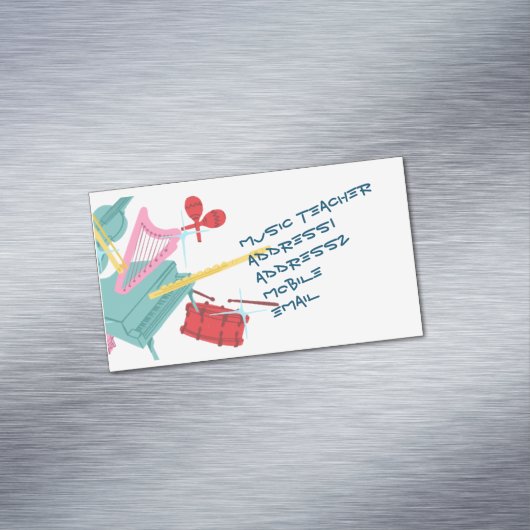 おもしろいとカラフルの音楽楽器 マグネット名刺 (インサイチュ)