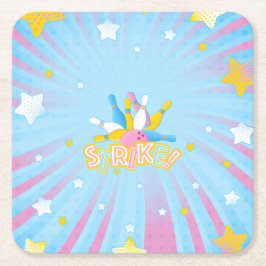 おもしろいとカラフルボーリングパーティー スクエアペーパーコースター