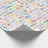 おもしろいとカラフル幾何学模様が白に渦巻く ラッピングペーパー (角)