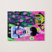 おもしろいとカラフル混合メディアのコラージュ ジグソーパズル (横)