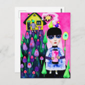 おもしろいとカラフル混合メディアのコラージュ ポストカード (正面/裏面)