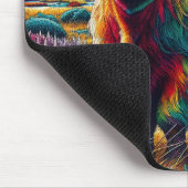 おもしろいとカラフル虹の高地の牛の紫の青 マウスパッド (コーナー)