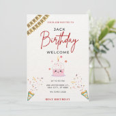 おもしろいとカラフル誕生日パーティーの招待 – Celebra 招待状 (スタンド正面)