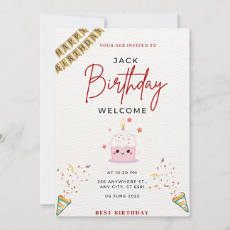 おもしろいとカラフル誕生日パーティーの招待 – Celebra 招待状