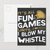 おもしろいとゲームレフェリーホイッスル引用文デザイン ポストカード (正面/裏面)