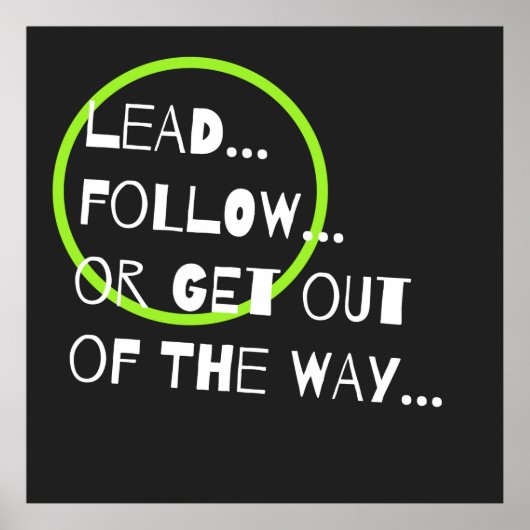 おもしろいとサッシーのリーダーシップ引用文タイポグラフィ ポスター (正面)