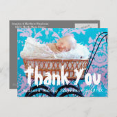 おもしろいとシンプルありがとう赤ちゃんシャワー葉書 案内ポストカード (正面/裏面)