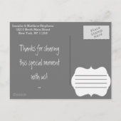 おもしろいとシンプルありがとう赤ちゃんシャワー葉書 案内ポストカード (裏面)