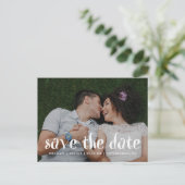 おもしろいとトレンディー結婚式の日付写真を保存 案内ポストカード (スタンド正面)