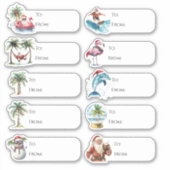 おもしろいとビーチクリスマスプレゼントラベル シール (正面)