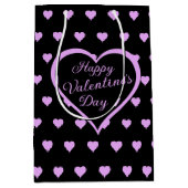 おもしろいとピ気のあるそぶりをしたンクハートバレンタイン ミディアムペーパーバッグ (正面)