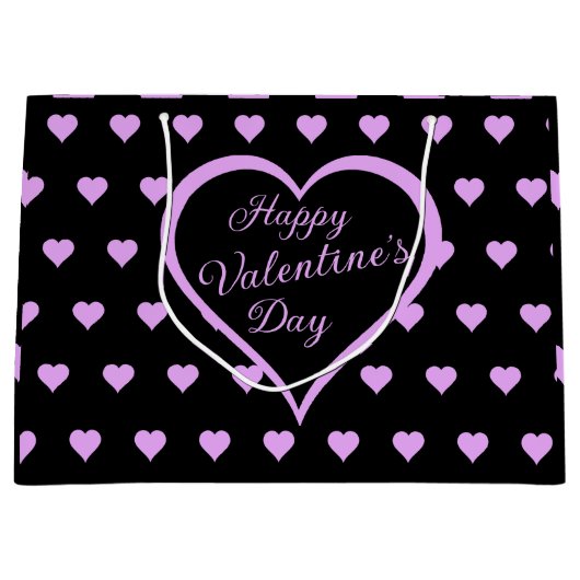 おもしろいとピ気のあるそぶりをしたンクハートバレンタイン ラージペーパーバッグ (正面)