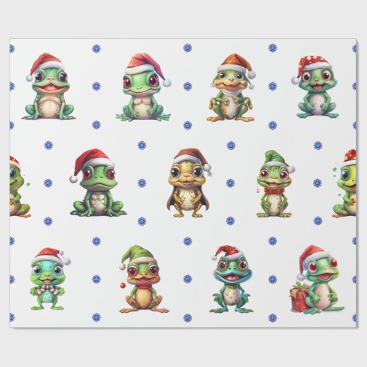 おもしろいとファンキークリスマスカエルの白 ラッピングペーパー (フラット)