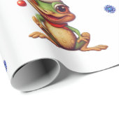 おもしろいとファンキークリスマスカエルの白 ラッピングペーパー (ロールコーナー)