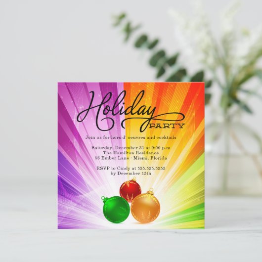 おもしろいとファンキータイポグラフィオーナメントホリデーパーティー 招待状 (スタンド正面)