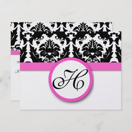 おもしろいとファンキーハートダマスクグレープトリムRSVP 出欠カード (正面/裏面)