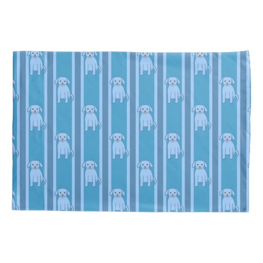 おもしろいとファンシーカスタマイズ可能なストライプの子犬 枕カバー (裏面)