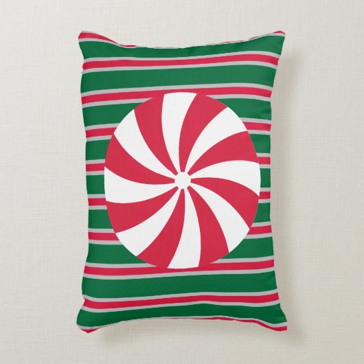 おもしろいとファンシークリスマスペパーミントキャンディ アクセントクッション (正面(垂直))