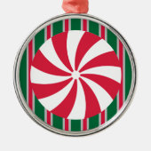 おもしろいとファンシークリスマスペパーミントキャンディ メタルオーナメント (正面)