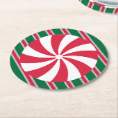 おもしろいとファンシークリスマスペパーミントキャンディ ラウンドペーパーコースター (アングル)