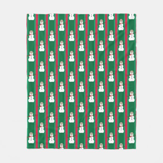 おもしろいとファンシークリスマス雪だるま刑事 フリースブランケット (正面)