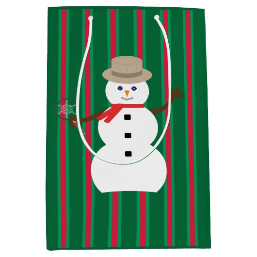 おもしろいとファンシークリスマス雪だるま刑事 ミディアムペーパーバッグ (正面)