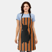 おもしろいとファンシーハロウィンブラックシルエット猫 エプロン (着用した状態)