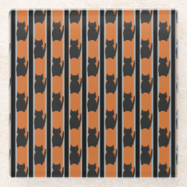 おもしろいとファンシーハロウィンブラックシルエット猫 ガラスコースター